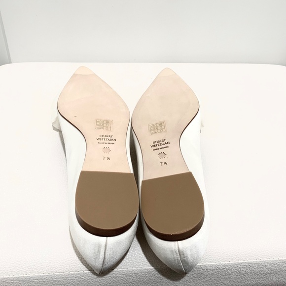Stuart Weitzman ANNY MESH White Silk Satin Bow Flats Pointed Toe Bridal Shoe 7.5 - Picture 10 of 13